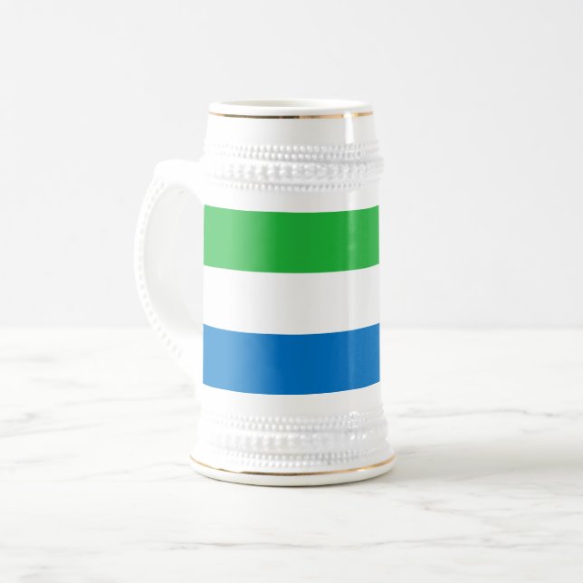 Sierra Leone Flag Beer Stein (Front Left)