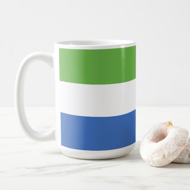 Sierra Leone flag Coffee Mug (With Donut)