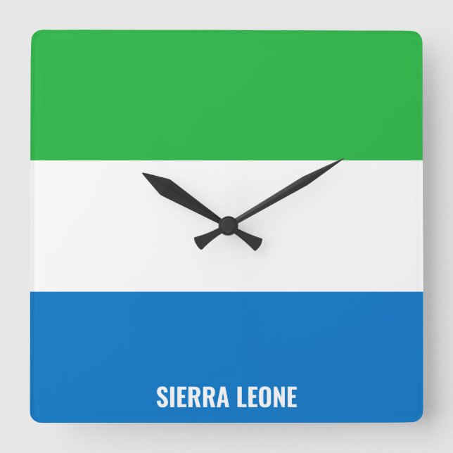 Sierra Leone Flag Dazzling Patriotic Square Wall Clock (Front)