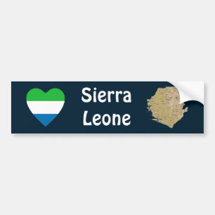 Sierra Leone Flag Heart + Map Bumper Sticker
