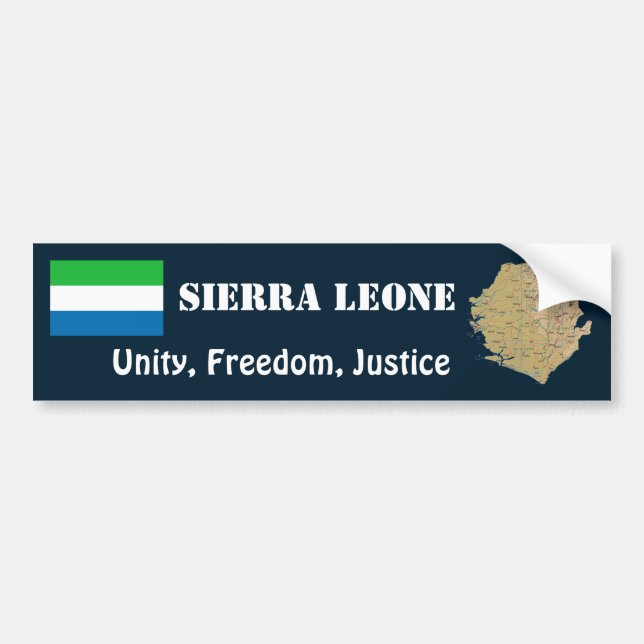 Sierra Leone Flag + Map Bumper Sticker (Front)