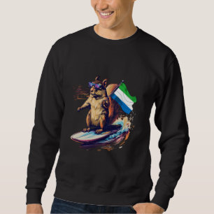 Sierra Leone Flag Surfing Squirrel Sierra Leonean Sweatshirt