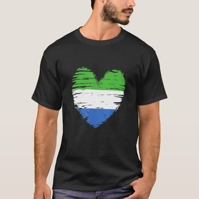 Sierra Leone Heart Sierra Leonian Flag Pride T-Shirt (Front)
