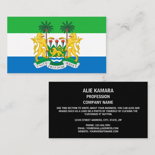 Sierra Leonean Flag & Coat of Arms, Sierra Leone Business Card (Front/Back)