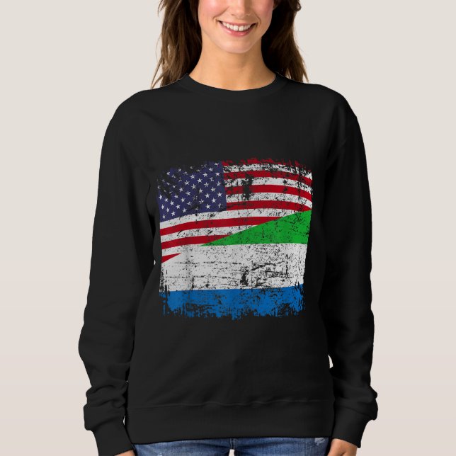 SIERRA LEONEAN ROOTS Half American Flag SIERRA LEO Sweatshirt (Front)