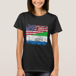 SIERRA LEONEAN ROOTS Half American Flag SIERRA LEO T-Shirt