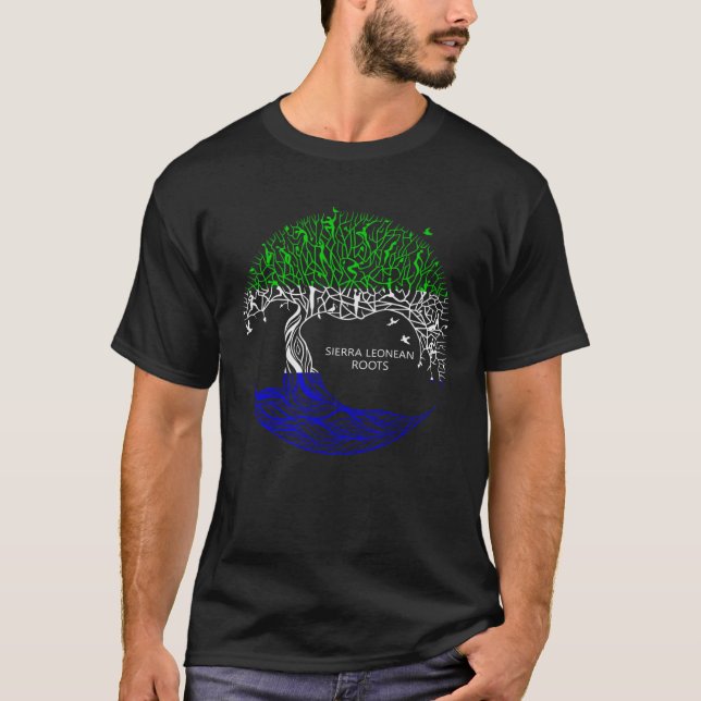 Sierra Leonean Roots Sierra Leone Flag T-Shirt (Front)