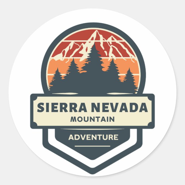 Sierra nevada mountain peak climbing and hiking classic round sticker (Front)