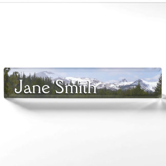 Sierra Nevada Mountains and Snow at Yosemite Nameplate