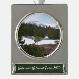 Sierra Nevada Mountains and Snow at Yosemite Silver Plated Banner Ornament