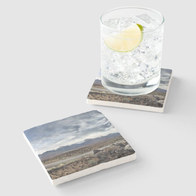 Sierra Nevada Mountains from Owens Valley Stone Coaster (Side)