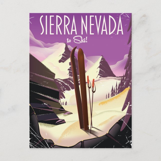 Sierra Nevada vintage ski poster Postcard (Front)