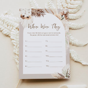 SIERRA Where Were They Bridal Shower Game Card