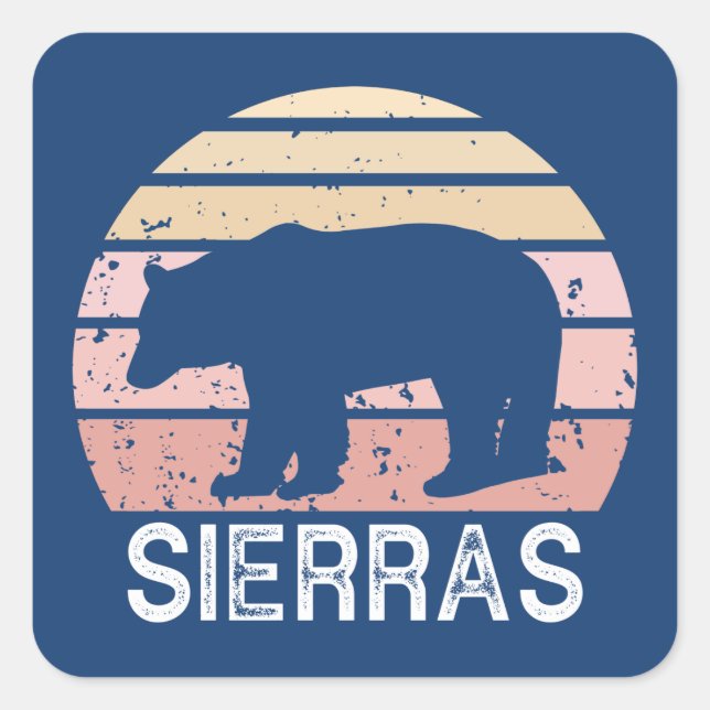Sierras Retro Bear Square Sticker (Front)