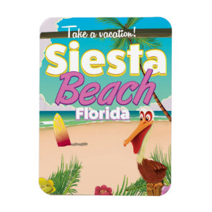 Siesta beach florida vintage travel poster magnet