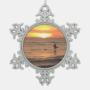 Siesta Beach memories at Christmas Snowflake Pewter Christmas Ornament