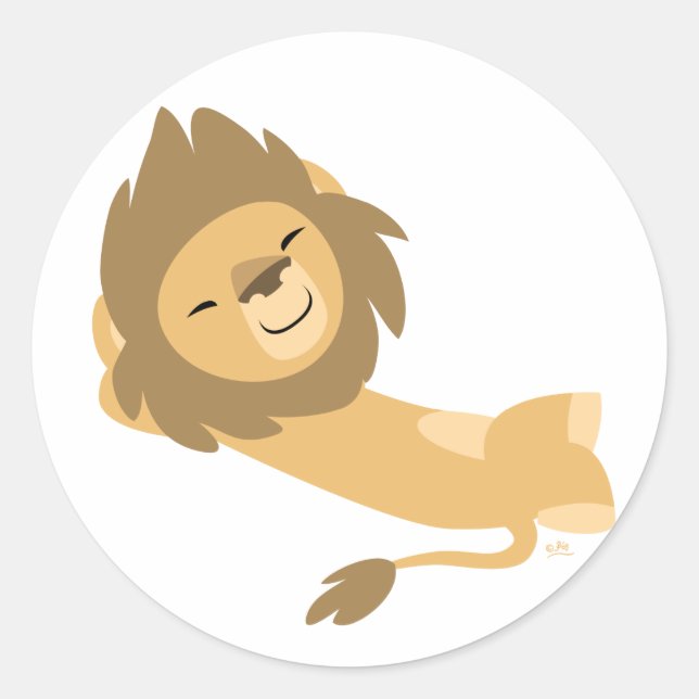Siesta Cartoon Lion round sticker (Front)