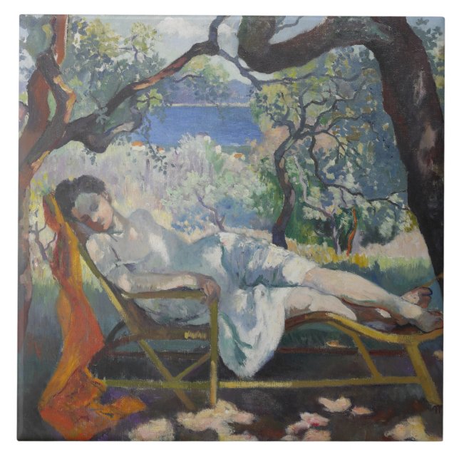 Siesta (Jeanne Sleeping in a Mediterranean Garden) Tile (Front)