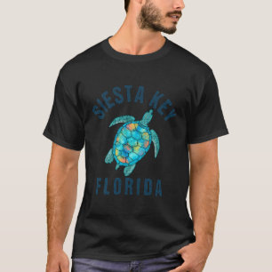 Siesta Key Fl Beach Design Sea Turtle Illustration T-Shirt