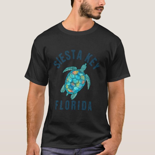 Siesta Key Fl Beach Sea Turtle Illustration T-Shirt (Front)
