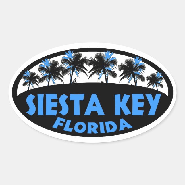 Siesta Key Florida blue black palms Oval Sticker (Front)