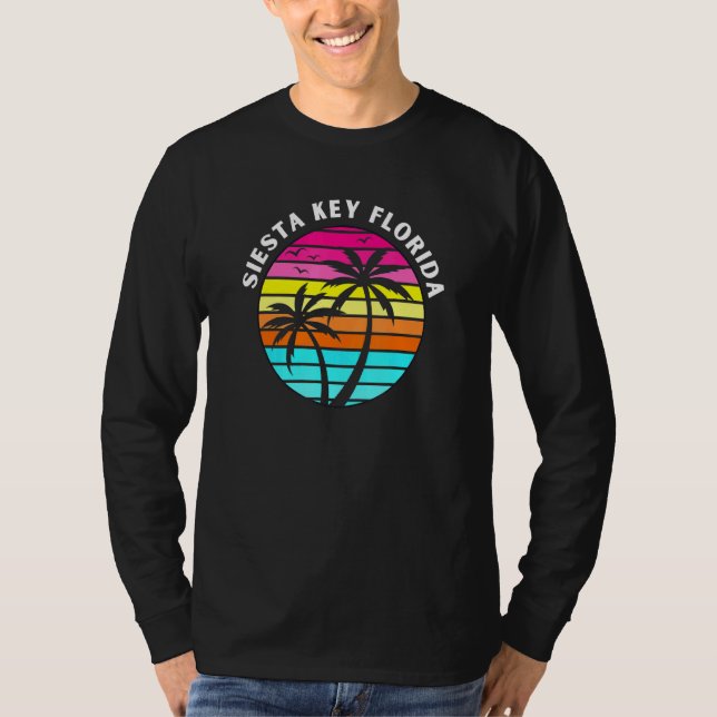 Siesta Key Florida Sunset Palm Trees Family Vacati T-Shirt (Front)