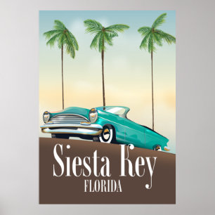 Siesta Key Florida travel poster