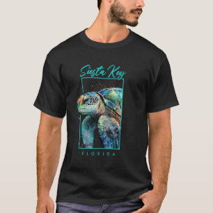 Siesta Key Florida Watercolor Sea Turtle Portrait T-Shirt