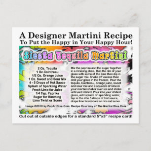 Siesta Tequila Martini Recipe Postcard