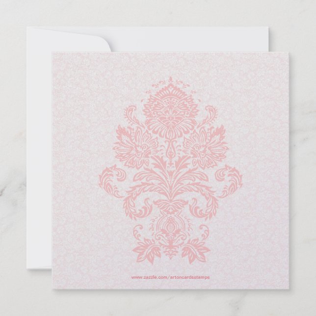 Sift Pink & White Floral Damask Wedding Invite (Front)