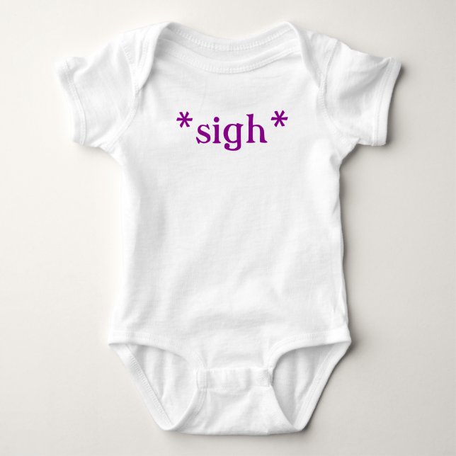 Sigh: baby bodysuit (purple text) (Front)