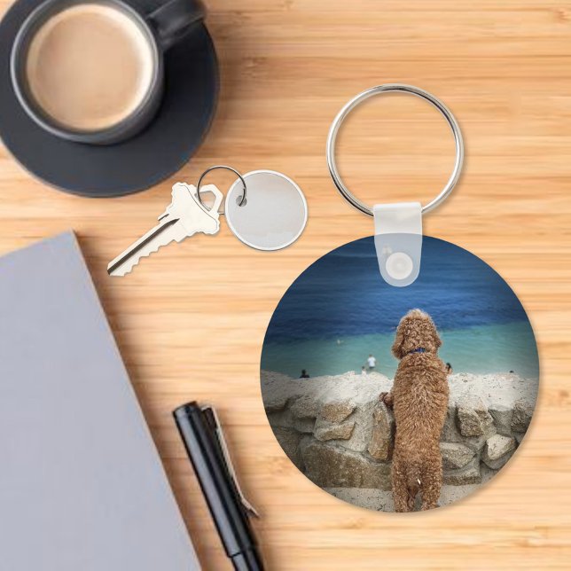 Sight Seeing Dog on the Beach Key Ring (Creator Uploaded)