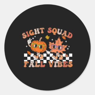 Sight Squad Fall Vibes Pumpkin Fall Leaf Autumn Op Classic Round Sticker