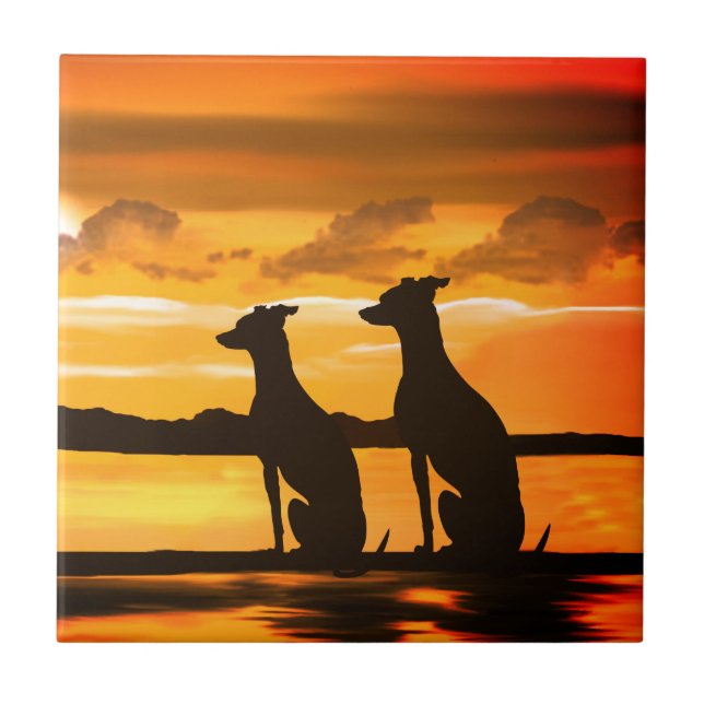 Sighthounds Greyhound Sunrise Tile (Front)