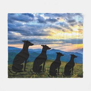 Sighthounds - Greyhound Sunset  Fleece Blanket
