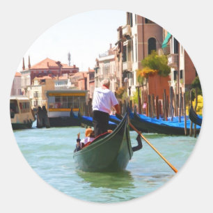 Sightseeing By Gondola Venice Italy Classic Round Sticker