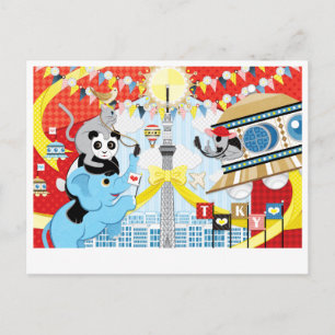 Sightseeing of alien and animals inTokyo (Remake) Postcard