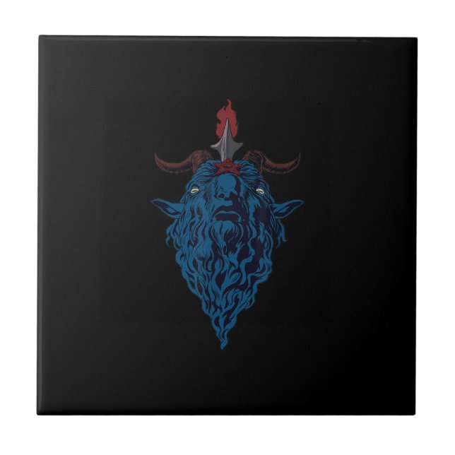 Sigil Of Baphomet Goat Of Mendes Satan Dark Goth Tile (Front)