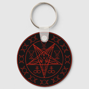 Sigil of Baphomet triple moon and sigil of lucifer Key Ring