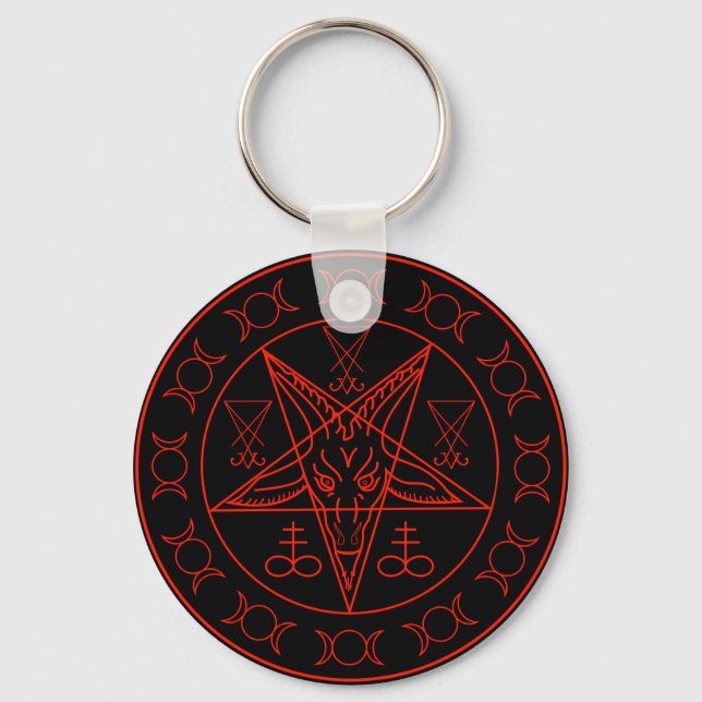 Sigil of Baphomet triple moon and sigil of lucifer Key Ring (Front)
