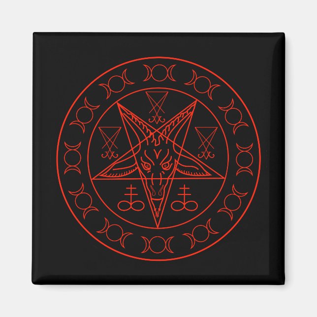 Sigil of Baphomet triple moon and sigil of lucifer Magnet (Front)