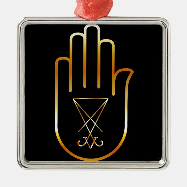 Sigil of Lucifer in a palm Metal Tree Decoration (Front)