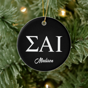 Sigma Alpha Iota Greek Letters Ceramic Tree Decoration