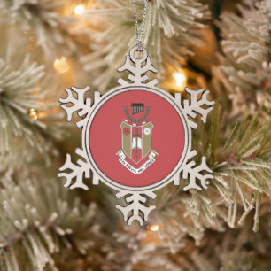 Sigma Alpha Iota Music Fraternity Crest Snowflake Pewter Christmas Ornament