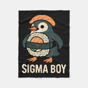 Sigma Boy Italian Brainrot Funny Meme Penguin  Fleece Blanket