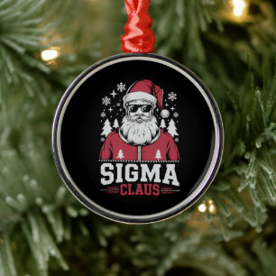Sigma Claus Cool Santa Christmas Rizz Rizzler Meme Metal Tree Decoration