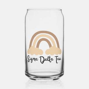 Sigma Delta Tau Brown Tan Rainbow Can Glass