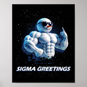 Sigma Greetings Bruh Snowman Rizz Merry Christmas  Poster