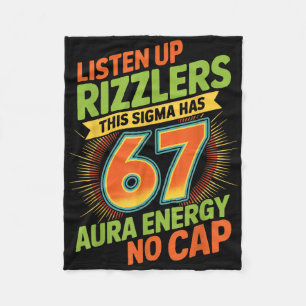 Sigma Has 67 Aura Number 67th Aura Farming Ice Cre Fleece Blanket