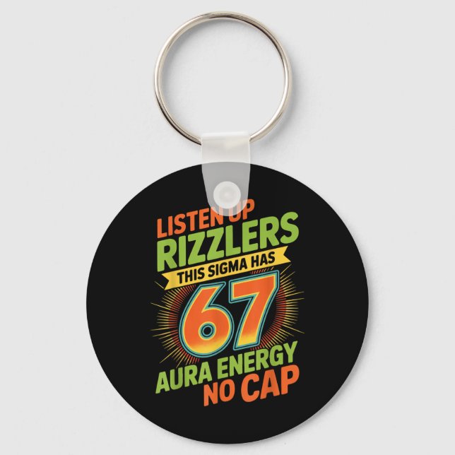 Sigma Has 67 Aura Number 67th Aura Farming Ice Cre Key Ring (Front)